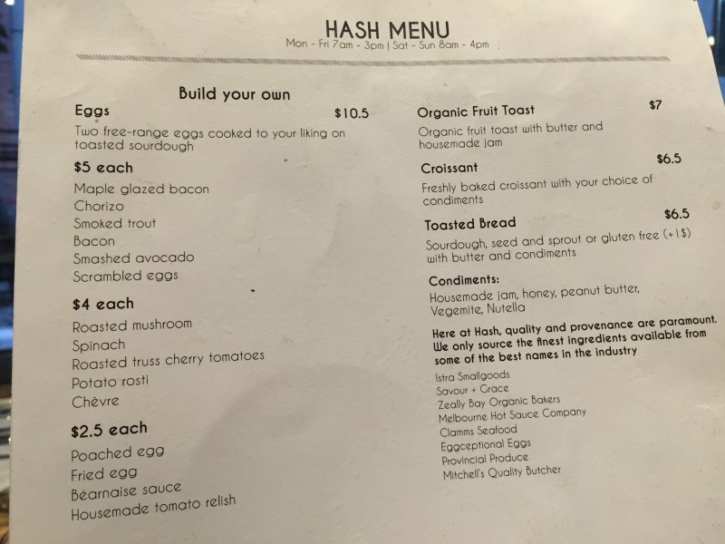 メルボルンのカフェ「Hash Specialty coffee & roasters」